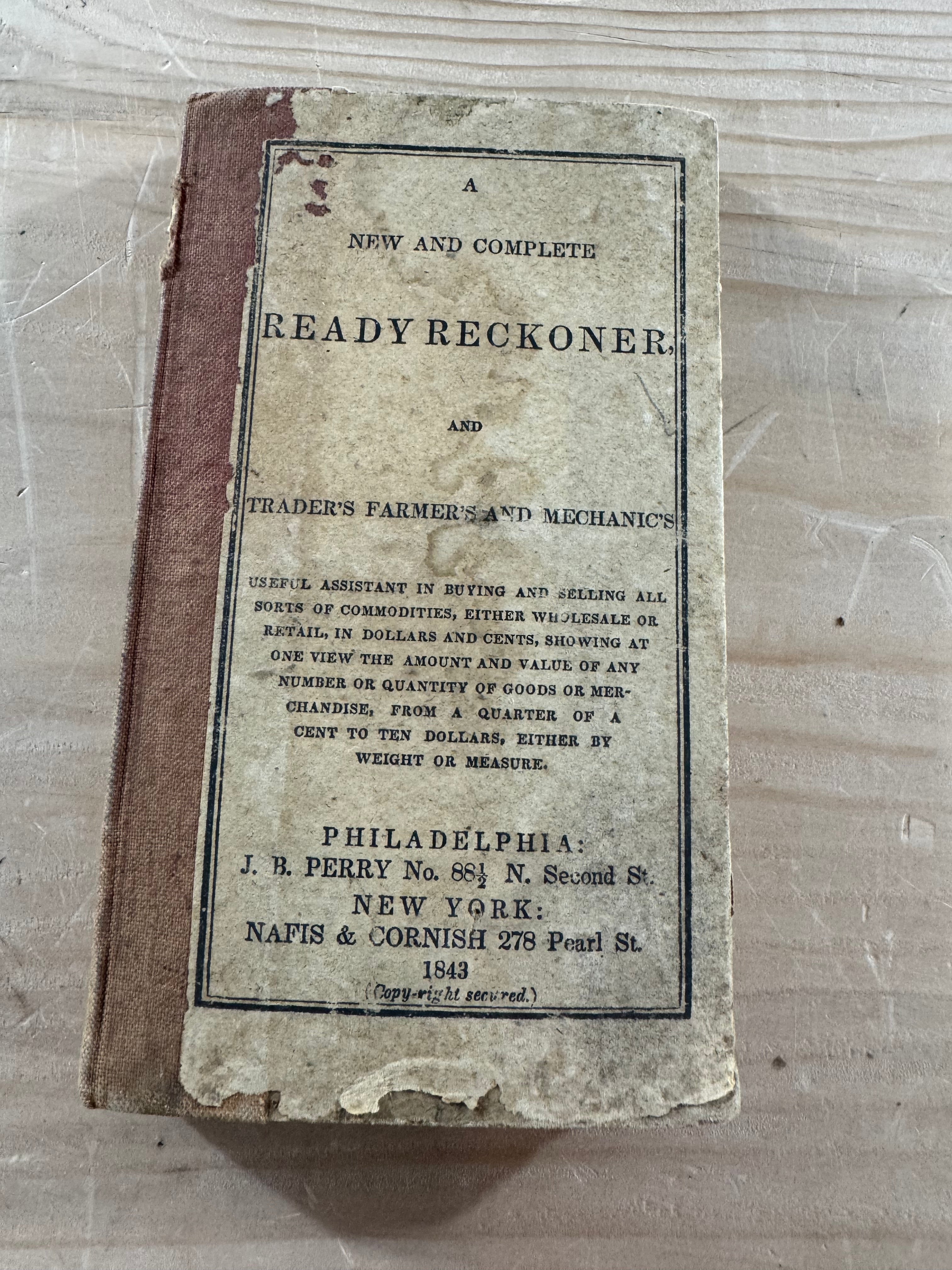 Ready Reckoner printed 1843